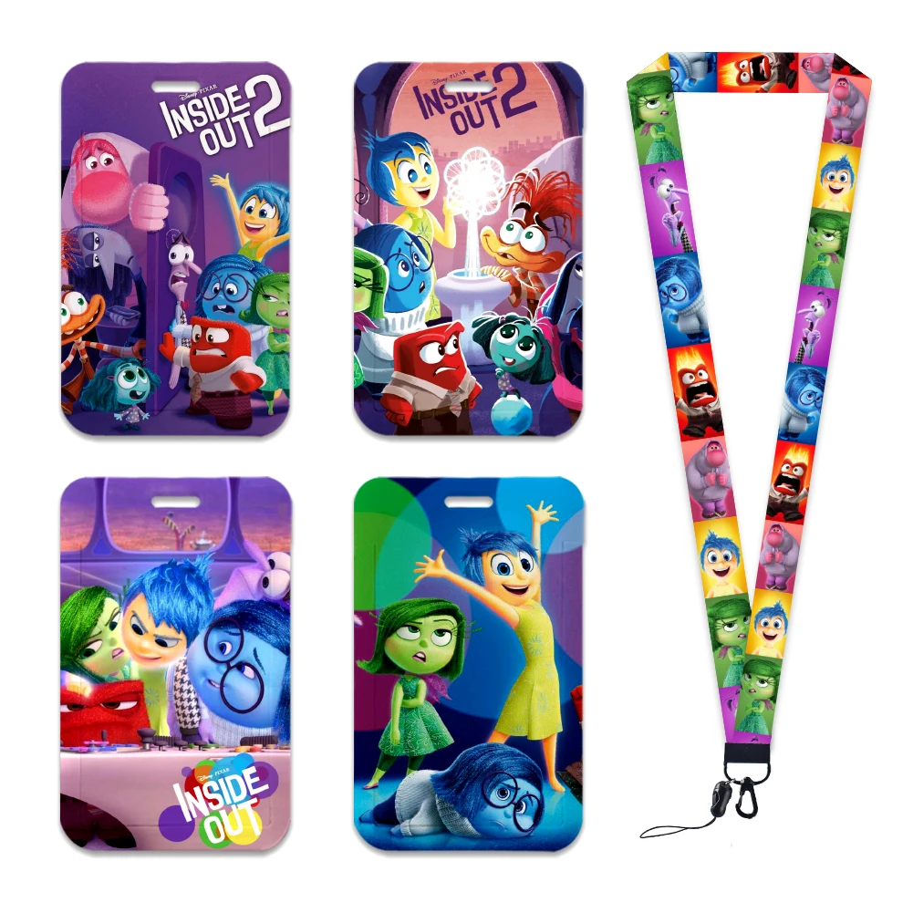 Inside Out 2 kartu Universitas Lanyard Id lencana pemegang Bus Pass Cover Slip Bank pemegang kartu kredit tali kartu