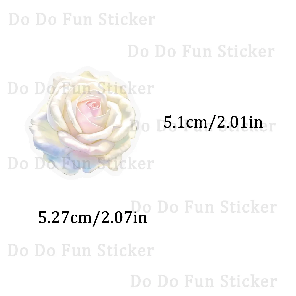 50 Stück bunte schöne rosa Blumen-Kunst-PET-Aufkleber, wasserdicht, ölbeständig, transparent, hochwertige personalisierte DIY-Buch-Telefonhülle