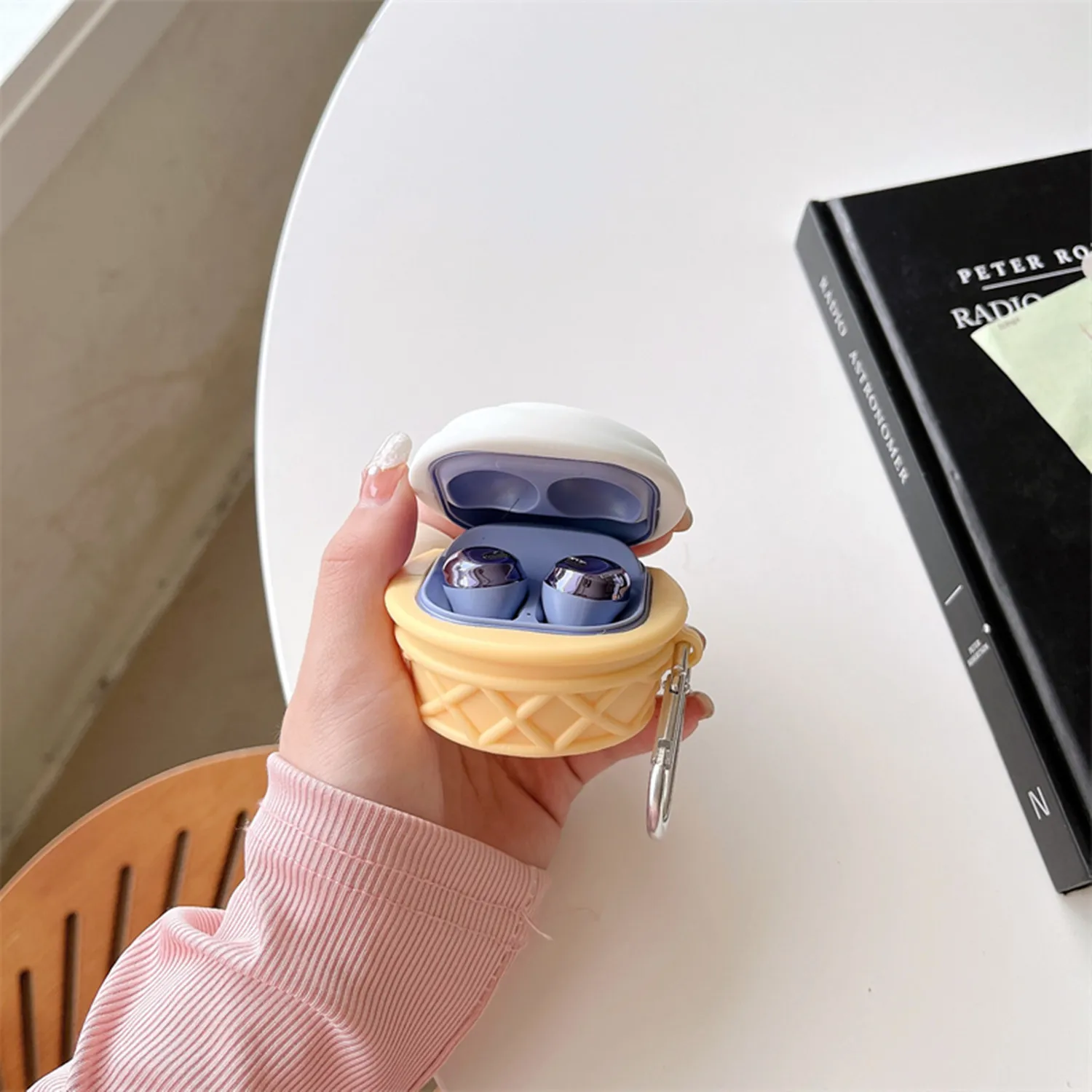 Para Samsung Galaxy Buds2 pro/Buds Live/Buds pro/Buds 2 caja de carga, funda de silicona para auriculares con bonito helado de dibujos animados 3D con gancho