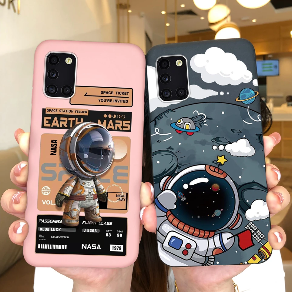 For Samsung Galaxy A31 A51 A71 Case Lovely Astronaut Soft Silicone Matte Cover Shock Resistant Coque For A 31 A 51 A 71 Funda