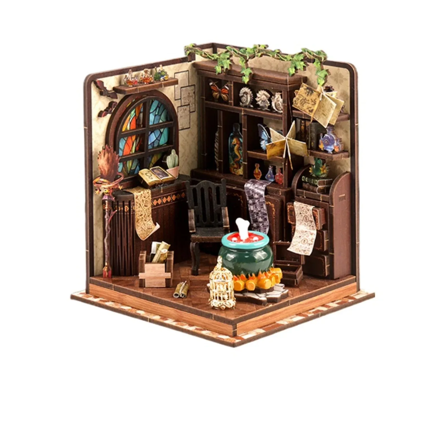 

EDCC Book Nook Handmade DIY Cabin Potion Workshop Wooden Assembling Model Miniature House Mini Art House Gift