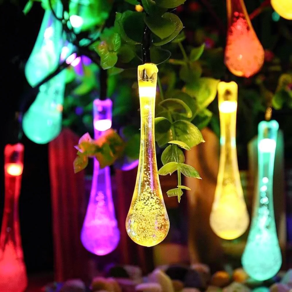 Waterproof Solar Power LED String Light Outdoor Bubble Drop Lamp Garden Patio Balcony Christmas Holiday Decorative Lighting