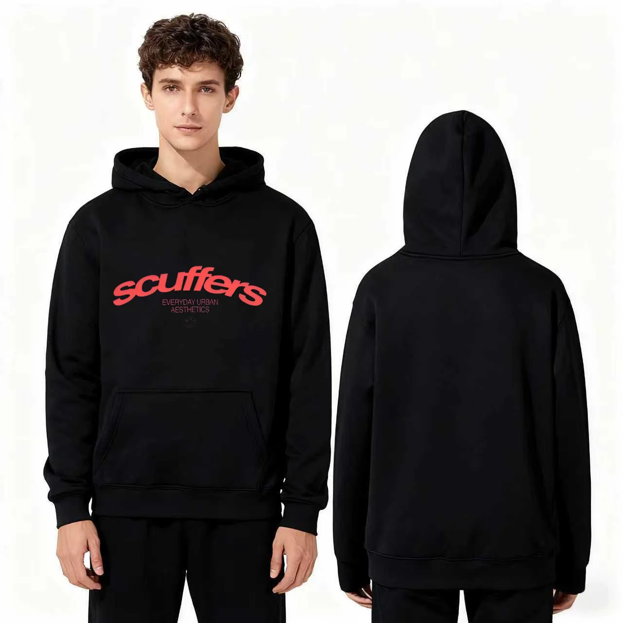 2025 nuevo SCUFFERS estampado 330g Sudadera con capucha pesada Unisex Casual Streetwear sudadera hombres mujeres moda pulóver
