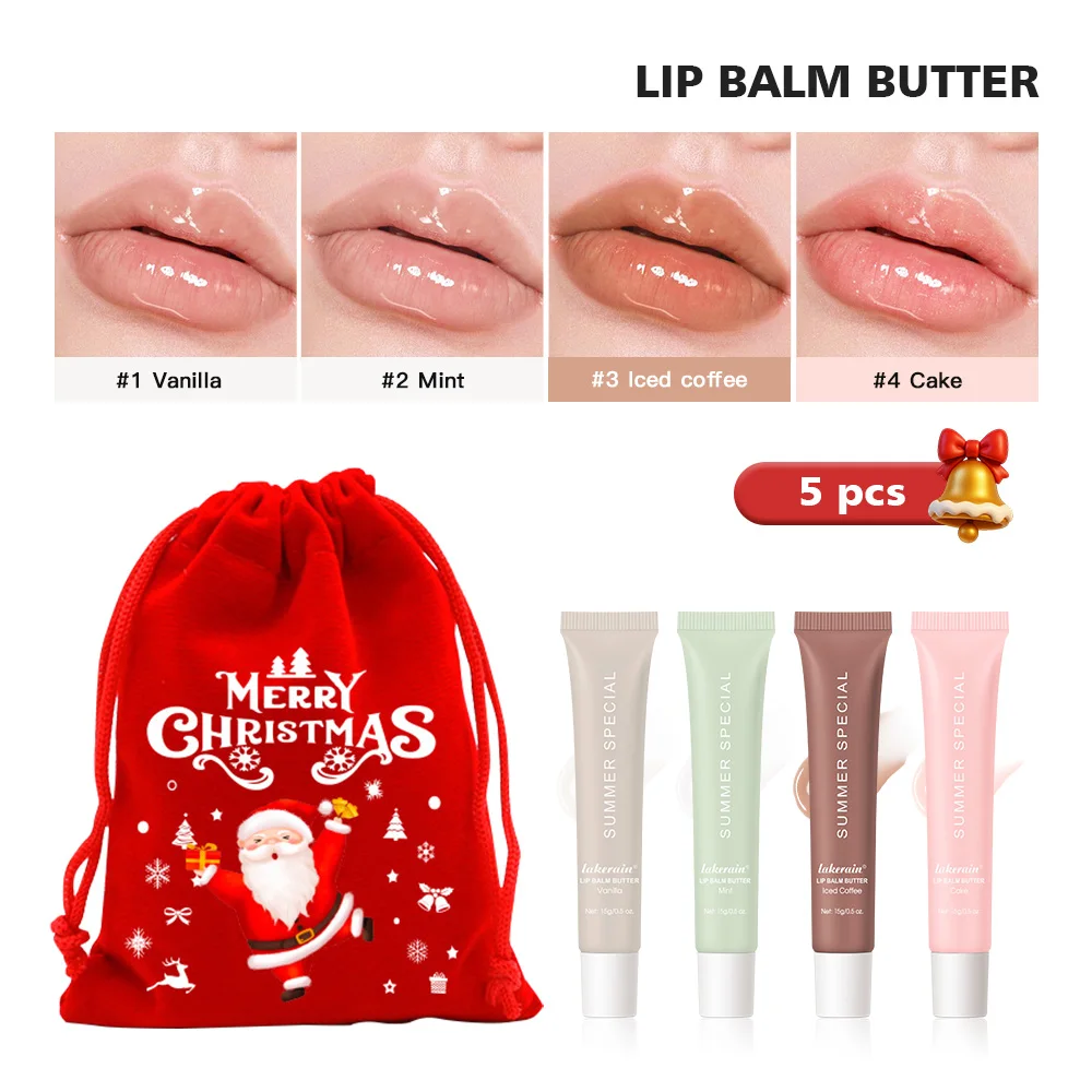 5pcs Lip Stain Hydrating Lip Balm Plumping Lip Oil Glossy Lip Glaze Stick Moisturizing Lip Cosmetic Christmas Gift For Women