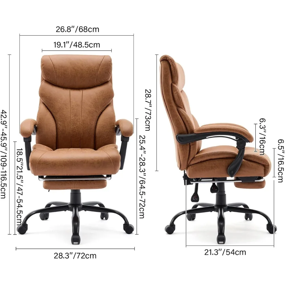 كرسي مكتب مريح من GarveeHome، كرسي مكتب منزلي كبير وطويل 500 رطل، كراسي مكتب كمبيوتر من جلد البولي يوريثان، مقعد عريض تنفيذي #2