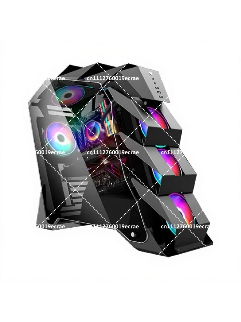 Tempered Glass 360 Water-Cooled ATX Large Board Fully Transparent Desktop PC Case RGB Lighting Effect