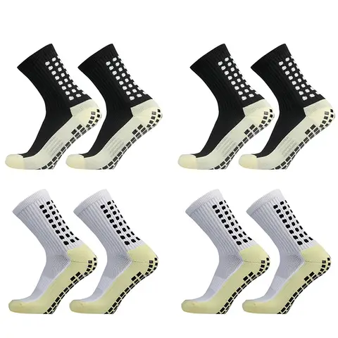1/4 Pairs Anti-slip Soccer Women Men Outdoor Sport Grip Football Yoga Socks