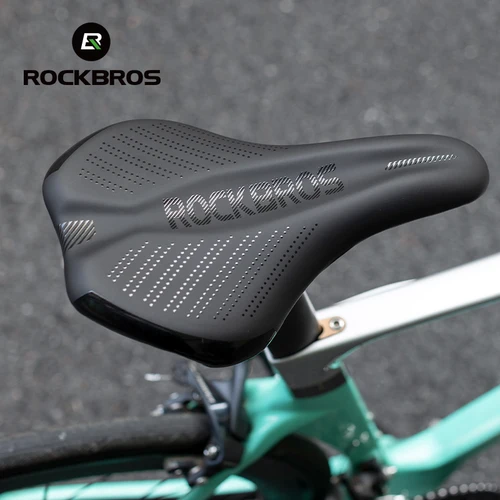 ROCKBROS-sillín de bicicleta cómodo con absorción de impacto, cojín para asiento de bicicleta de acero con alto contenido de carbono, asientos de bicicleta de cuero impermeables