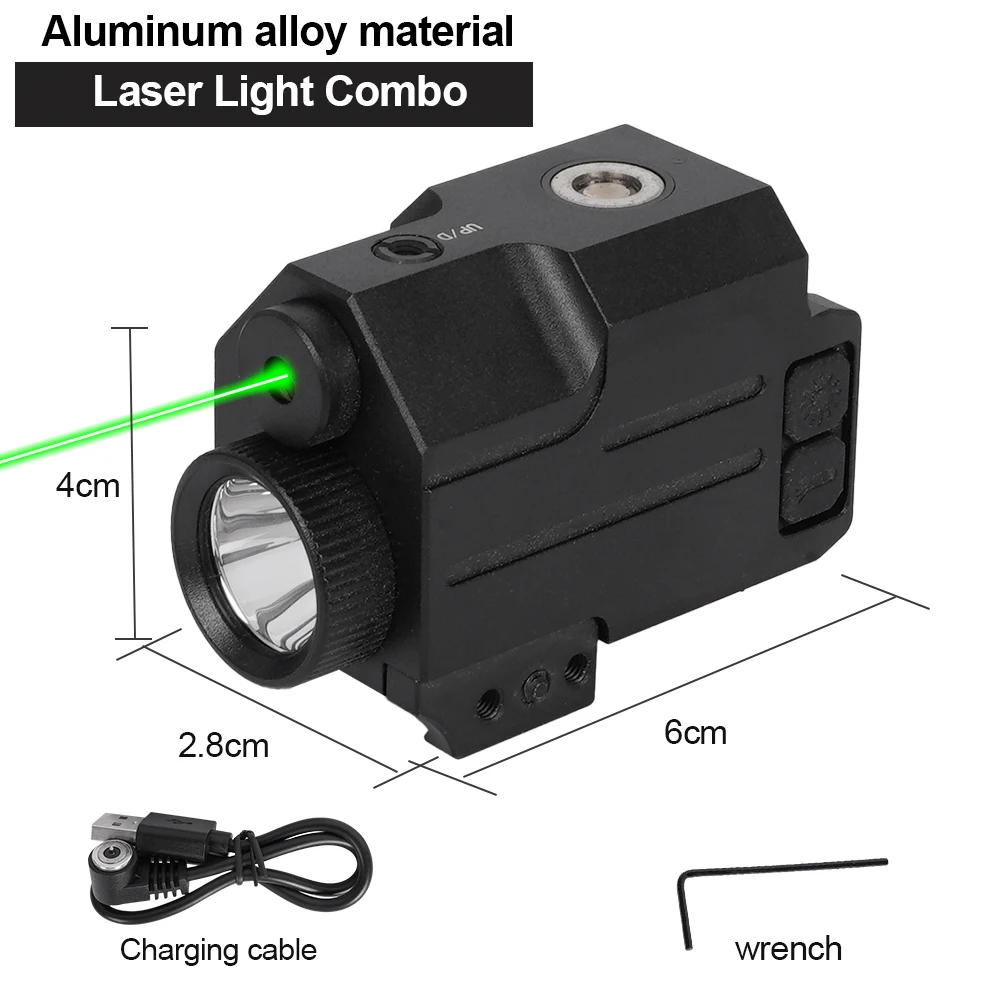 1072 2-in-1 Tactical Laser & Flashlight, Green Beam, USB Charging, Compact Size