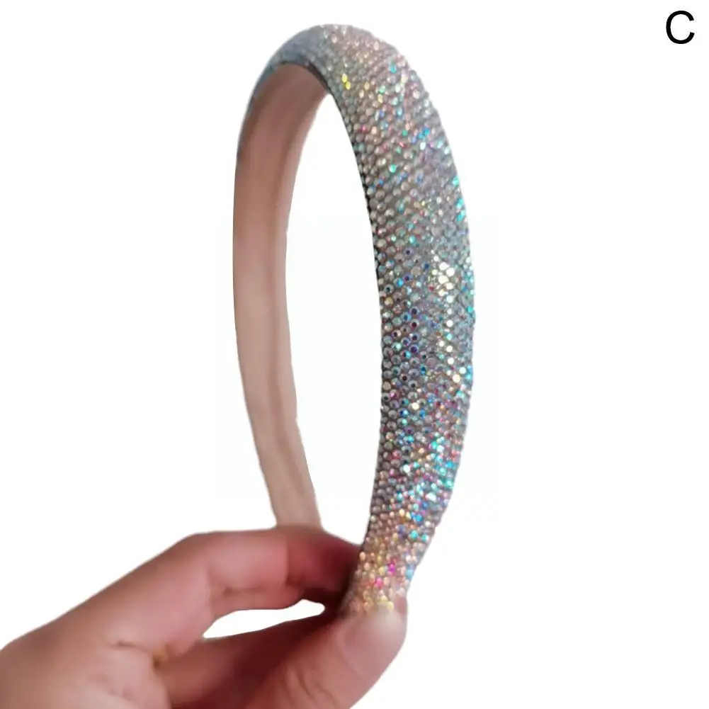 Sponge Shiny Full Rhinestone Silver Headbands Ladies Handmade Versatile Headwear Hair Accessories For Women Jewelry Gifts O1S8