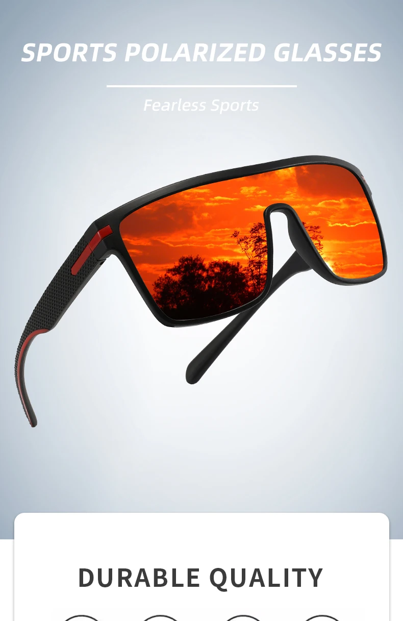 Modische polarisierte quadratische Sonnenbrille für Männer und Frauen, übergroße, blendfreie Fahrerspiegel-UV400-Sonnenbrille – Detail 1