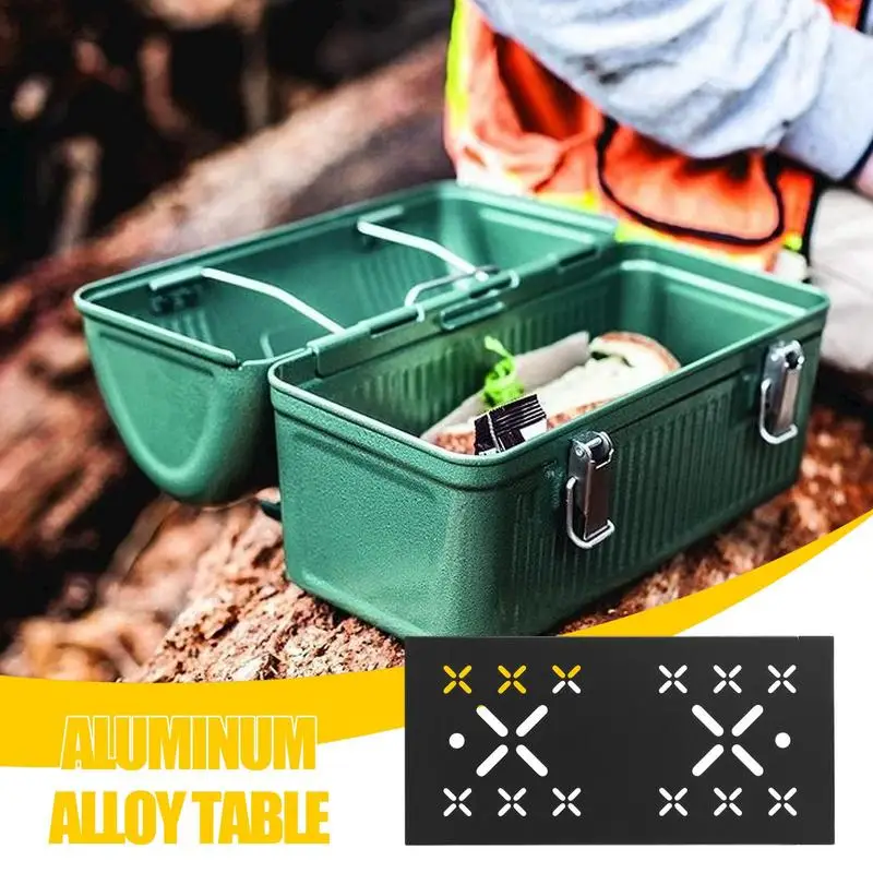 

Steel Lunch Box Table Detachable Table Top Lunch Box Coffee Station Lunch Box Tableware Multifunctional Portable Camping Table