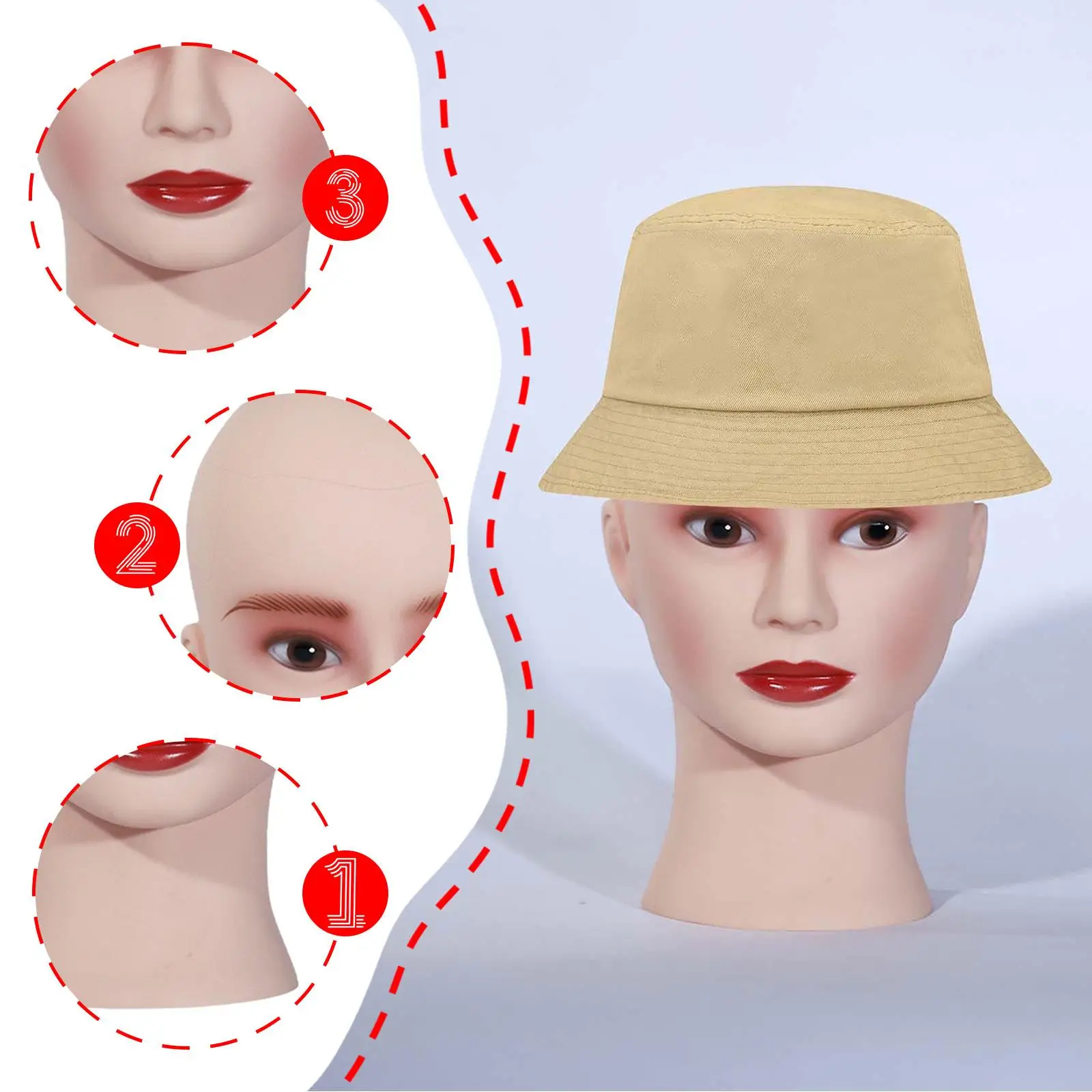 

Realistic Mannequin Head Sturdy Wig Head for Make up Hairdressing Sunglasses