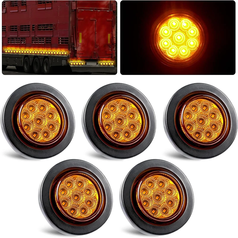 

Yuanjoy 5Pcs Round Amber Side Marker Lights Waterproof Grommet Flush Mount For Truck Rv Camper Led Clearance Marker Lights