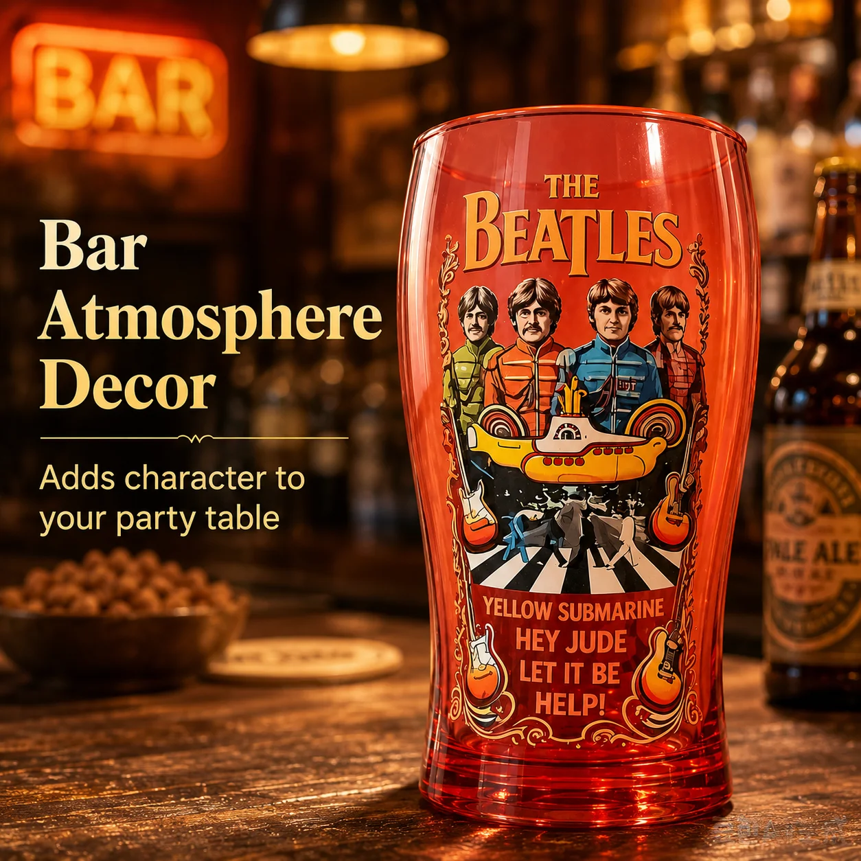 The Beatles Beatles-themed relief glass, rock band commemorative beer glass, around the bar