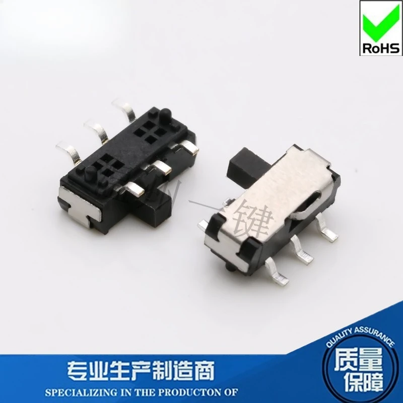50Pcs/Flip Switch 6-pin 2-position Side Horizontal 9.1*3.5mm Patch with Positioning Column Pin Mini Push Rod Switch MSKT-22D14