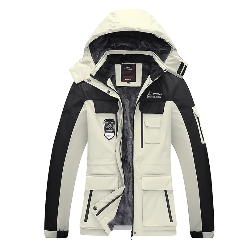 

Waterproof Thick Warm Winter Men's Fleece Jacket Large Size 7XL 8XL Anorak Male Coat Hooded Windbreaker Zipper Casual Men Parka