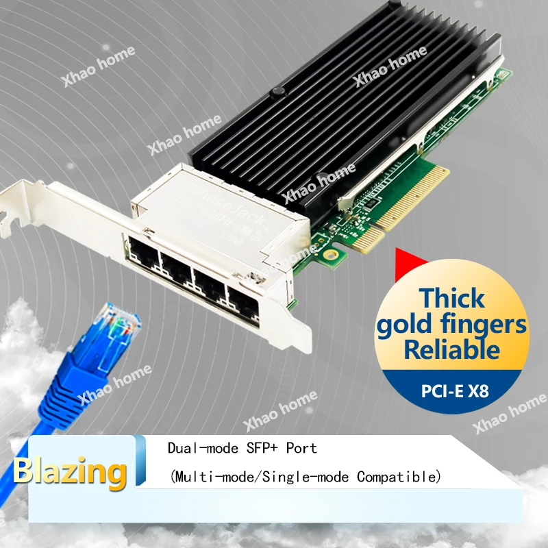 For Intel XL710 4-Port PCI-E 10GBASE-T Ethernet Server Adapter (RJ45) - Compatible with Linux, PC, Soft Router & Vision Capture