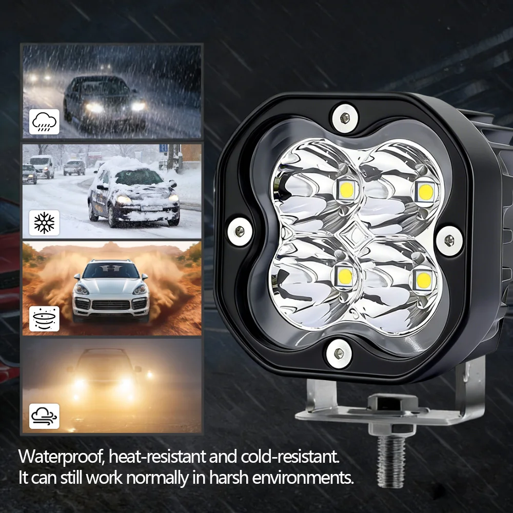 Quadratische 3-Zoll-RGB-Farbscheinwerfer LED-Arbeitsscheinwerfer Spotlights für Jeep, Auto, LKW, 4x4, Offroad, ATV, Motorrad, Nebelscheinwerfer – Detail 7