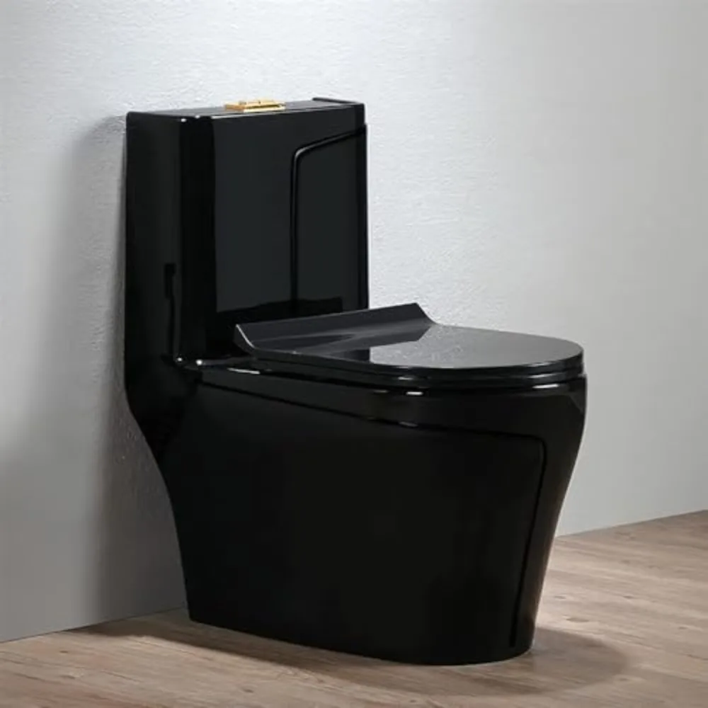 Black Smart Toilet Mute Bidet Toilet Comfort Height Elongated One Piece Intelligent Toilet Super Siphonic Toilet,A-690x390x740mm