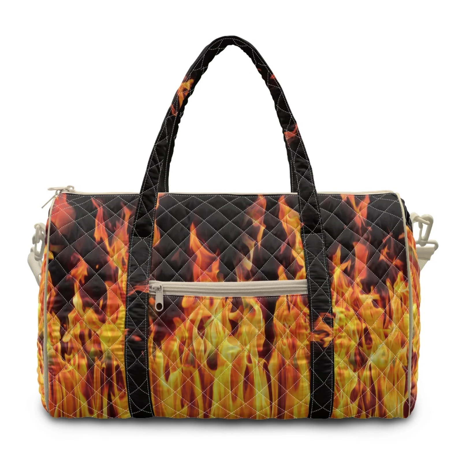 Coloranimal Portable Gym Bags Versatile Quilted Duffle Bag for Vacation Women Flame Print New Trend