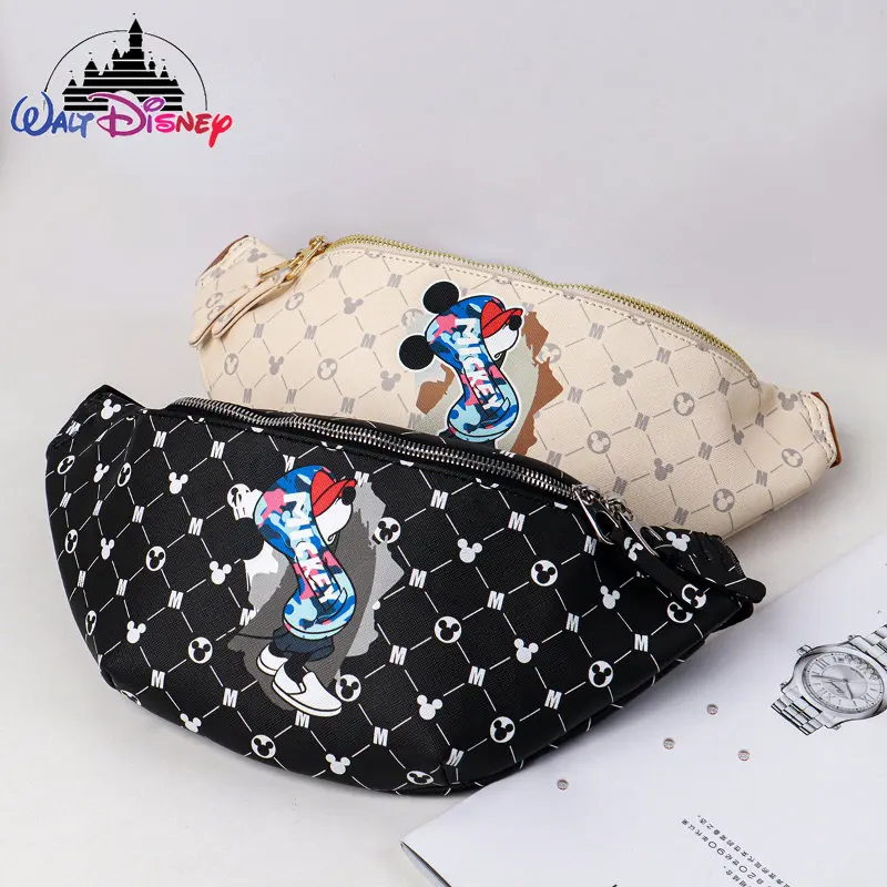 Disney-mini bolsa crossbody feminina mickey cartoon, de grande capacidade, cintura infantil, marca de luxo original, nova moda