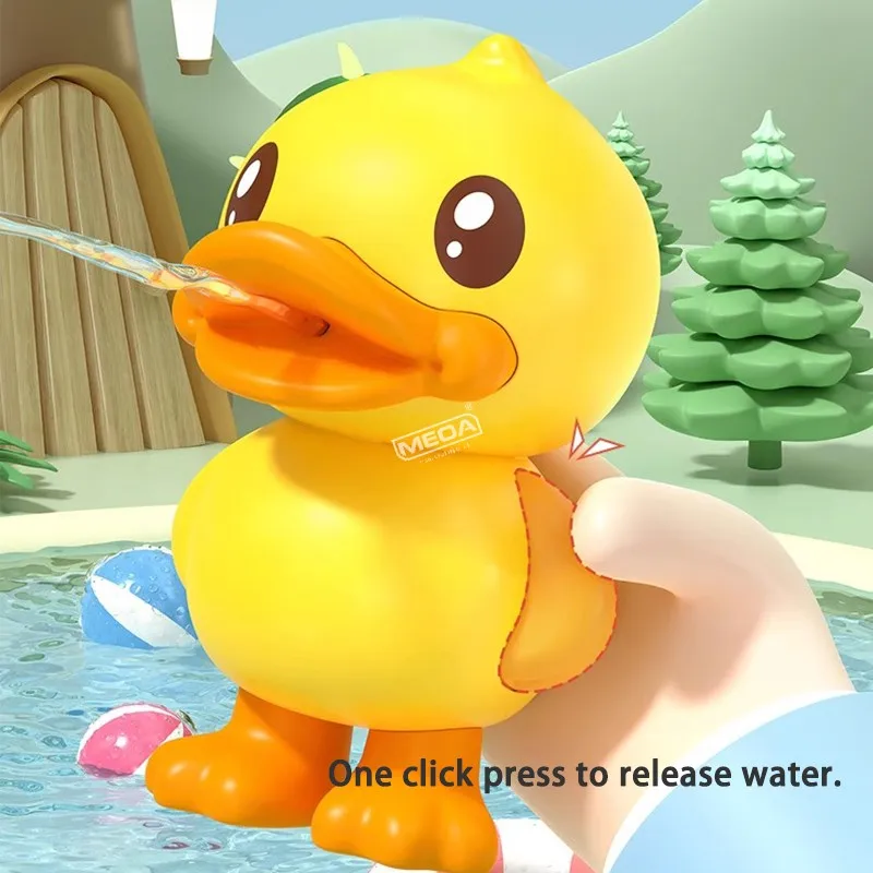 ليتل الأصفر بطة سحب نمط مدفع المياه حمام لعبة الكرتون بندقية رذاذ دش لعبة حمام السباحة الصيف على ظهره مدفع المياه لعبة الشاطئ