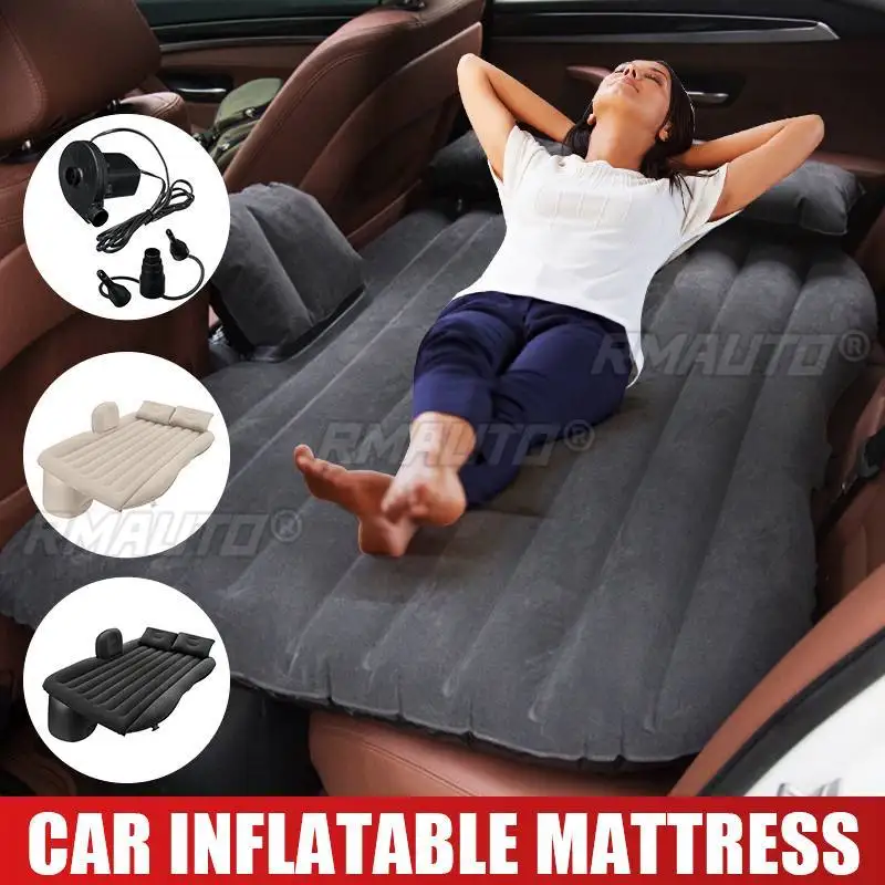 

Car Inflatable Bed 2 in 1 Multifunction Inflatable Travel Mattress PVC Flocking Soft Sleeping Rest Cushion for Car Travel Bed