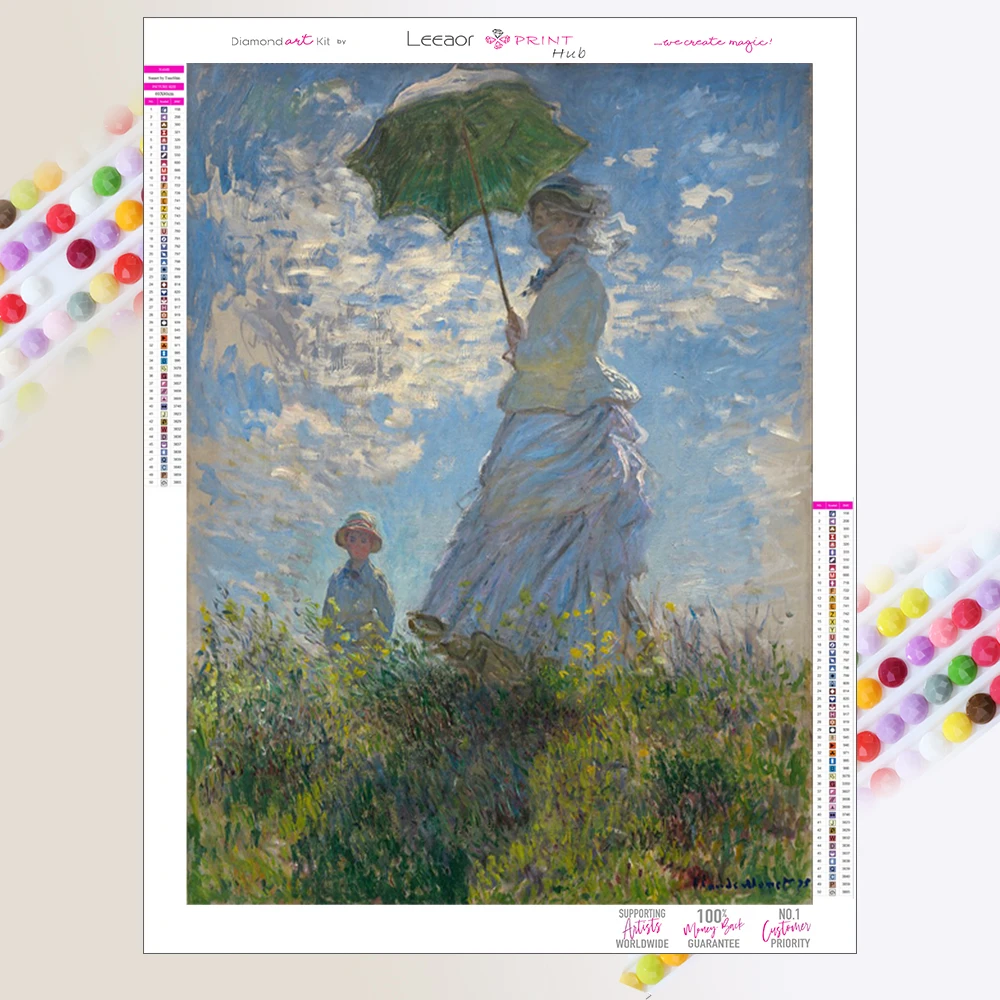 Woman With A Parasol Claude Monet Oils 5D DIY Diamond Painting Kit Diamond Embroidery Room Wall Art Prints Home Decor Mural