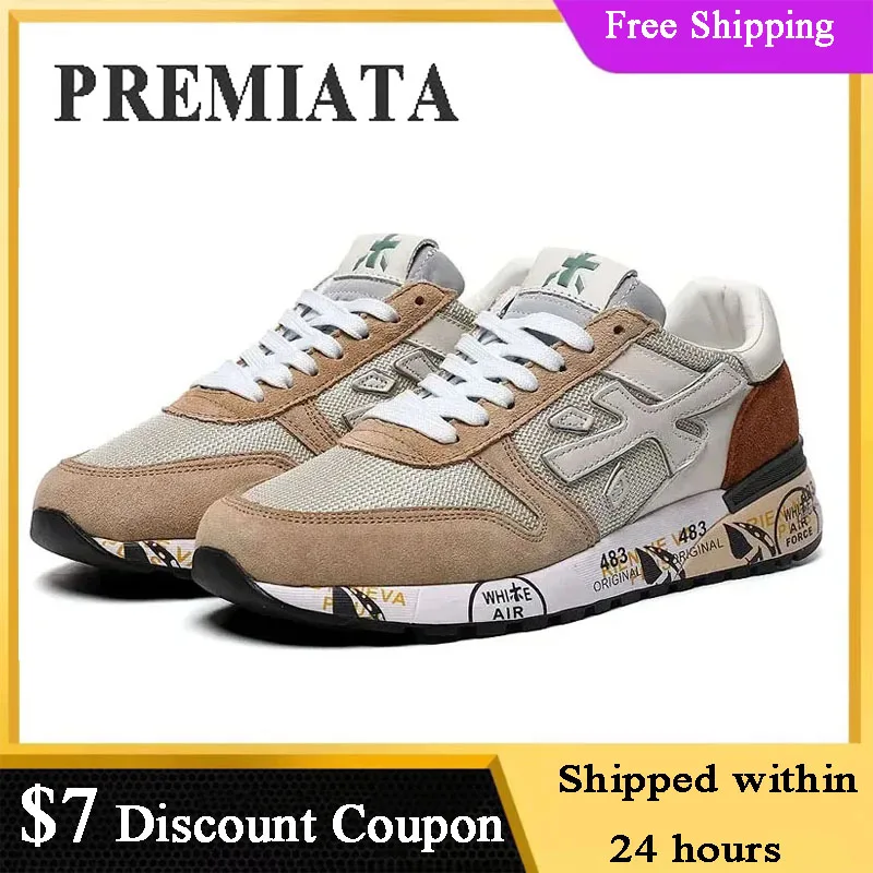 PREMIATA-Tênis masculino série arroz casual, respirável, impermeável, na moda, renda, esportes ao ar livre, luxo, design de moda