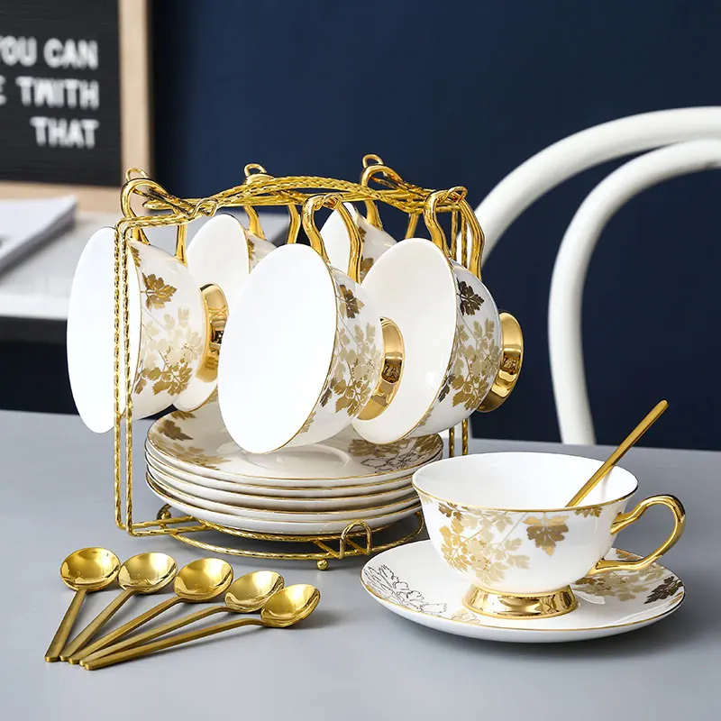 Luxury Bone China Coffee Set, Cup, Saucer Spoon, Afternoon Tea Set, Ceramic Mug, Sugar Bowl, Creamer Teapot, Drinkware