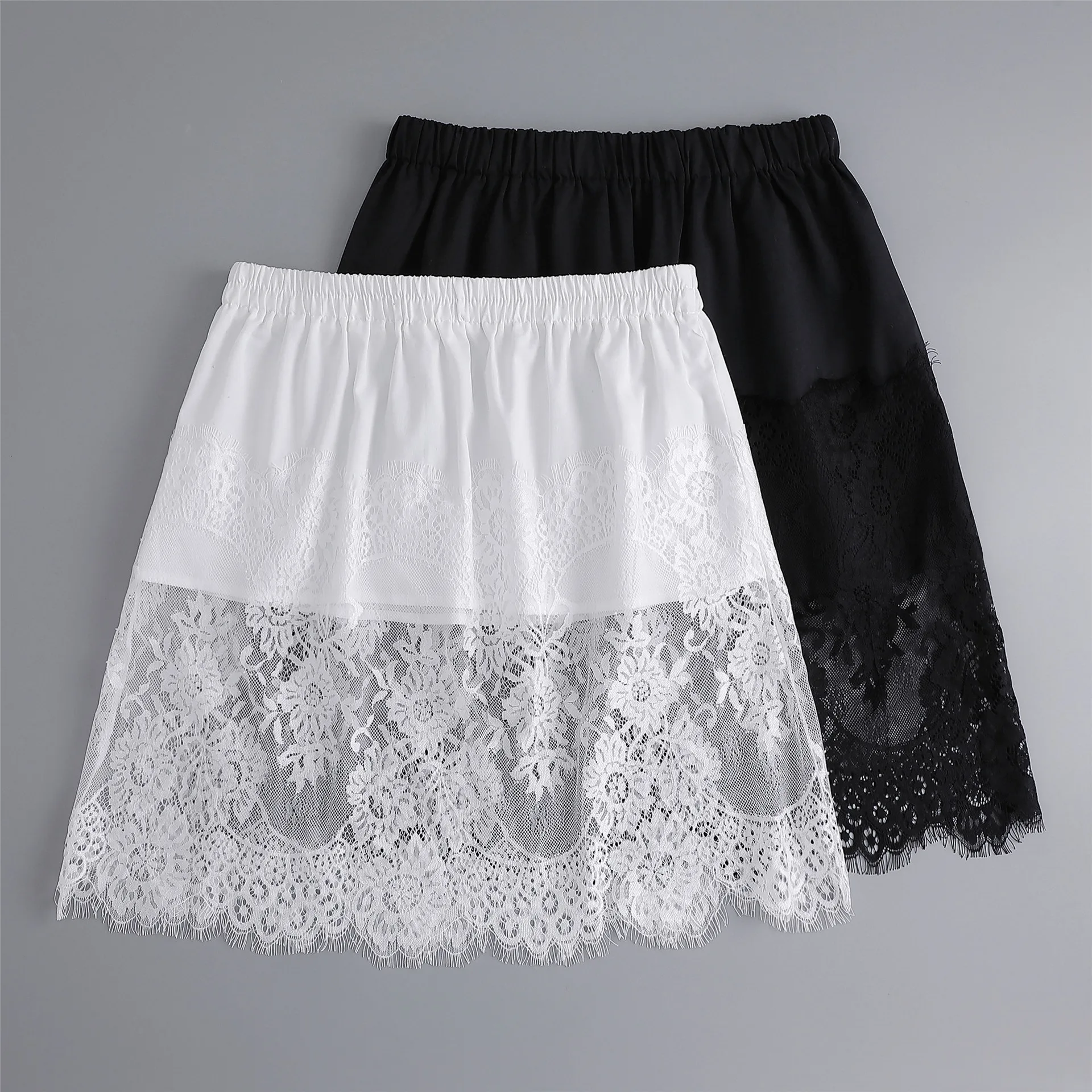 Lace Floral Fake Skirts for Women Shirt Extenders Adjustable Fake Top Lower Sweep Fake Hem Detachable Waist Underskirt