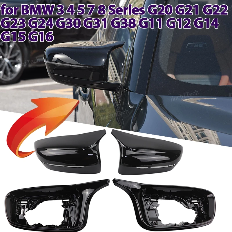 4ps M style Rearview Mirror Cover Cap Carbon Fiber Black for BMW 3 4 5 7 8er G20 G21 G28 G11 G12 G14 G15 G16 G30 G31 G38 G22 LHD