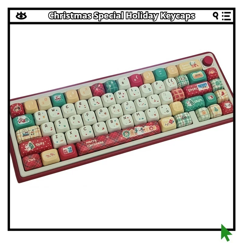 

Christmas Special Keycaps Christmas PBT Material Cute Five Sided Heat Sublimation Customization MOA Ergonomic 131 Key Cartoon