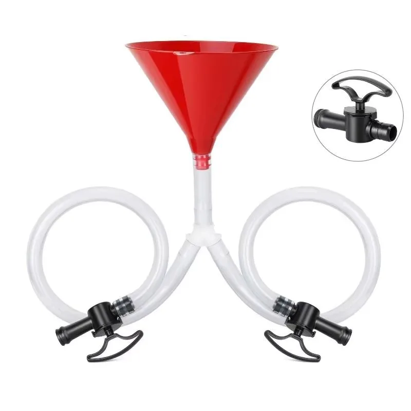 

Beer Funnel Beer Keg Drinking Funnel University Party Drinking Game, Single Tube Double Tube with Valve with Hose