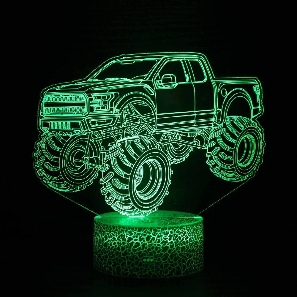 

Monster Trucks 3D Night Lights for Children Kids Night Lamp for Boys 7 LED Colors Changing Bedroom Decoration Birthday Xmas Gift