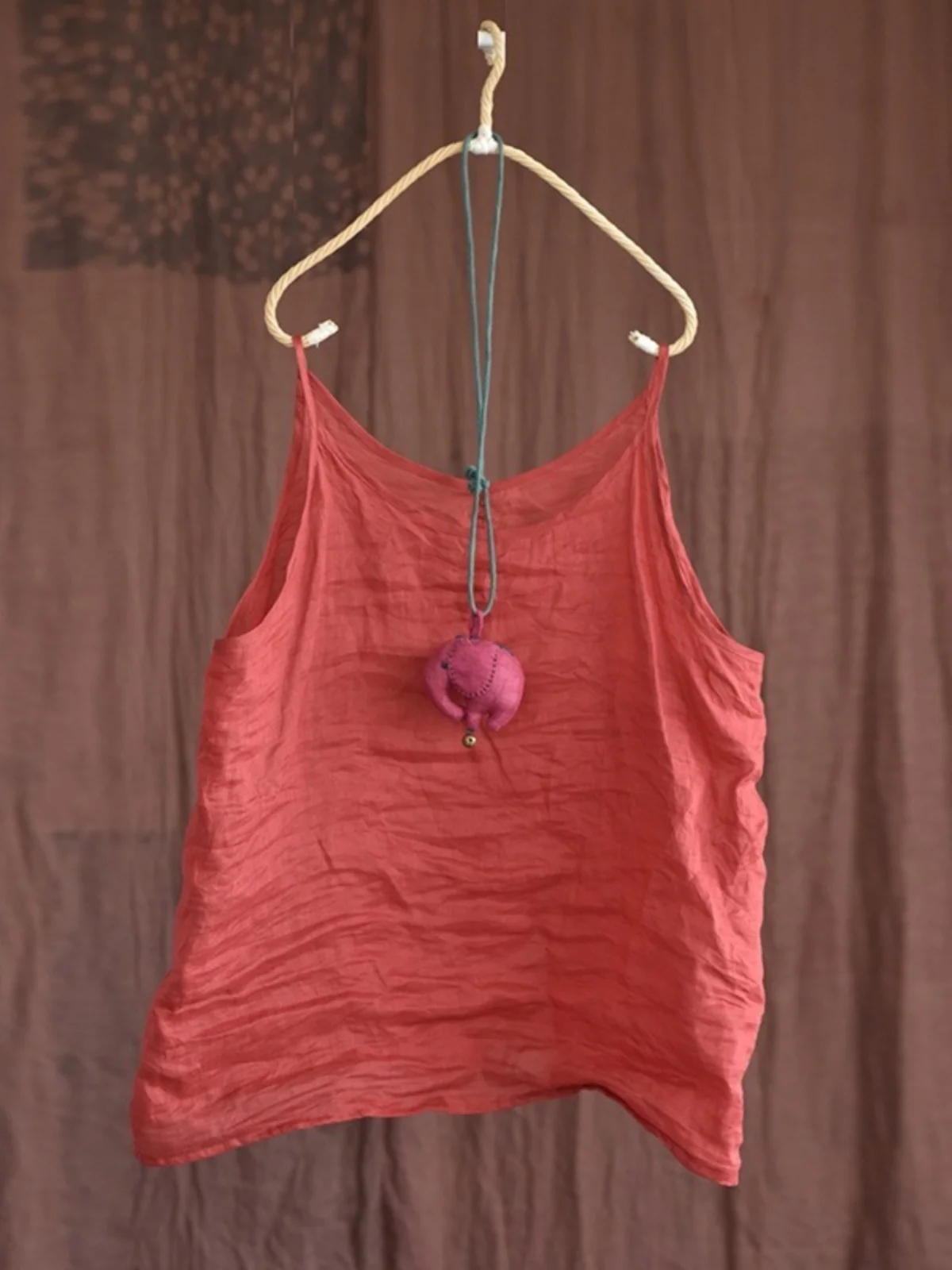 Retro Japanese Sle Small Strapl Linen Vest Women Summer Large Size Loose Lightweight Svel Inner Wear Linen Base ...