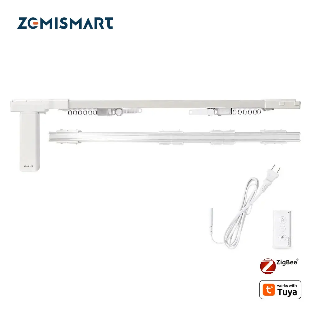 Zemismart Zigbee Electric Curtain Motor with Splicing Track Beltless Design Work with Tuya Alexa Google Home Voice Control