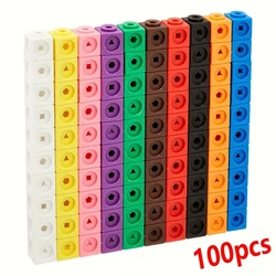 Cubes de lien mathématique pour enfants de 5 ans et plus, manipulateurs mathématiques, fournitures de salle d'irritation, retour à l'école, alth, ensemble de 100 cubes