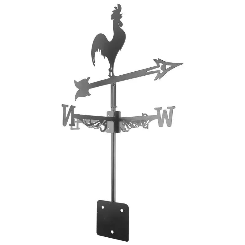 A44I-Rooster Weather Vane - Retro Cockerel Weathervane Silhouette - Decorative Wind Direction Indicator For Outdoor Yard Farm