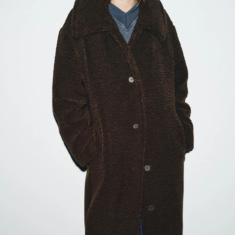 

ZBZR Quali, зима 2022, женское длинное пальто на подкладке Sve Fce, Новое поступление, верхняя одежда с отложным воротником, Sli Trend