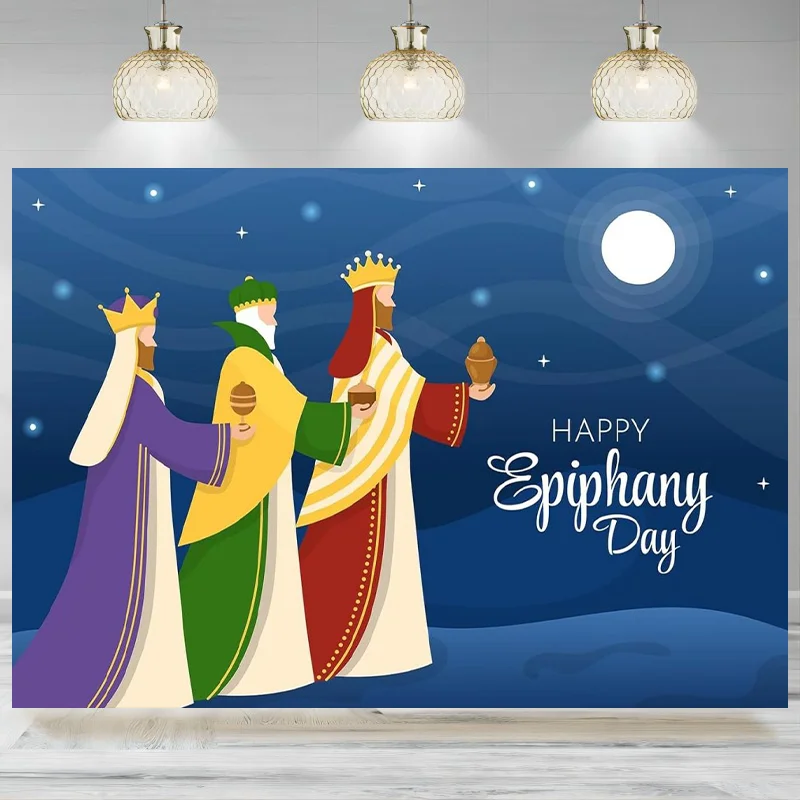 Epiphany Day Backdrop Three Kings Christmas Nativity Birth of Jesus Holy Night Bethlehem Star Background Photographic Banner