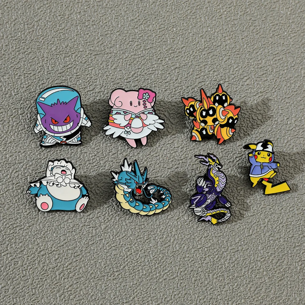 Anime Pokemon Pikachu Enamel Pins Game Gengar Gyarados Metal Brooch Cartoon Cute Backpack Pin Accessories for Women Jewelry Gift