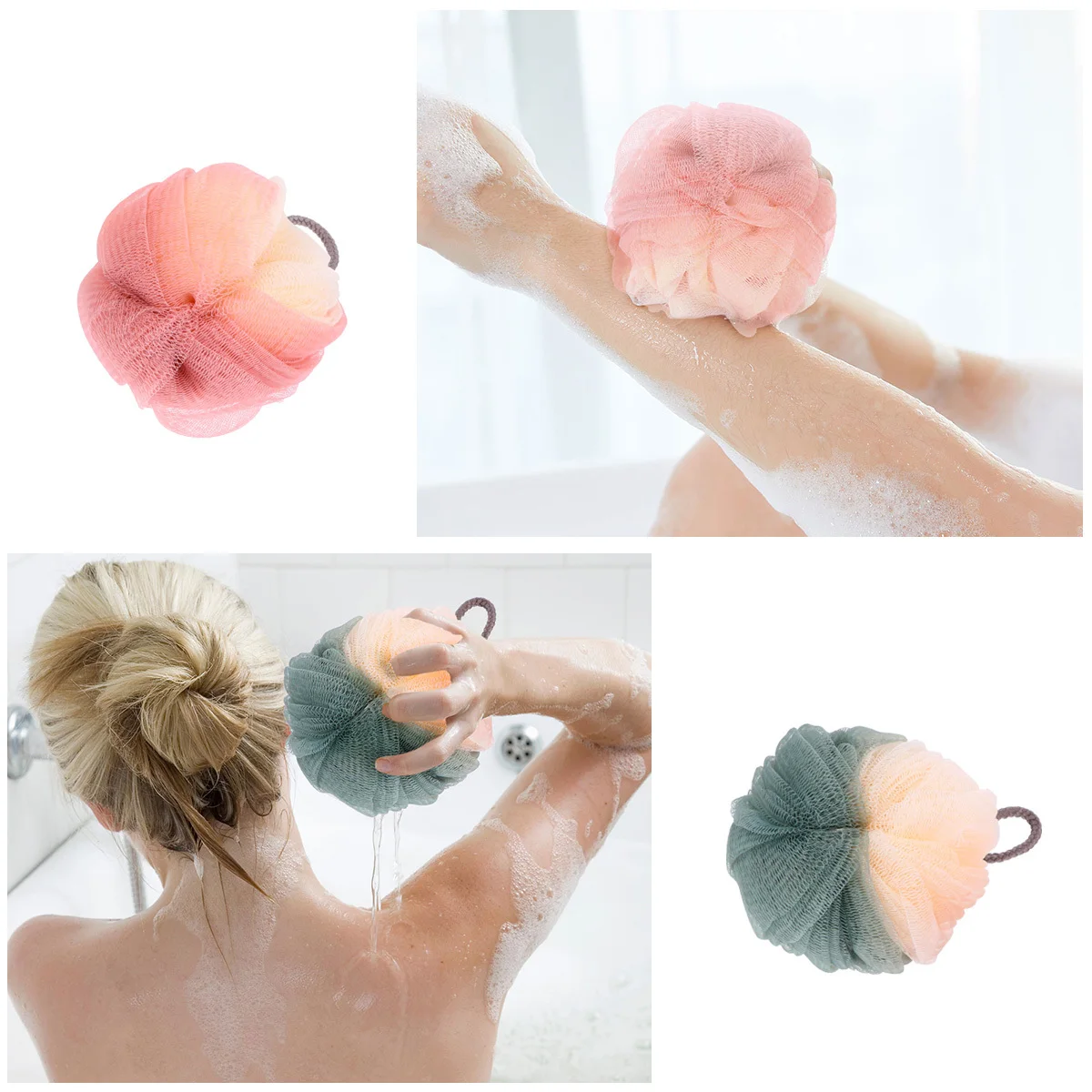 

2Pcs Colorful Shower Ball Bathing Accessories Skin Cleanser Eco Friendly Rich Bubbles Comfortable Grip Elegant Design Short Rope