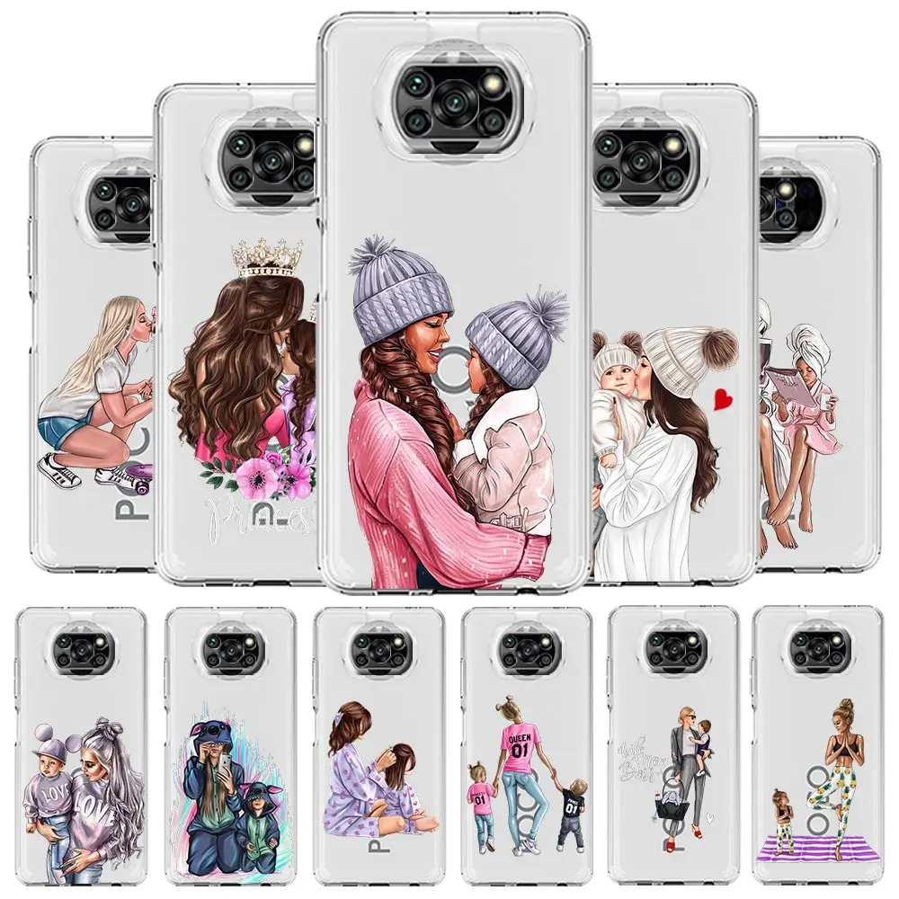 Queen Hair Baby Mom Girl Phone Case For Xiaomi Mi 12T 10 12 Lite 11 Ultra 11X 11T Pro 11i Poco X4 X3 NFC F3 F4 M3 M4 Clear Cover