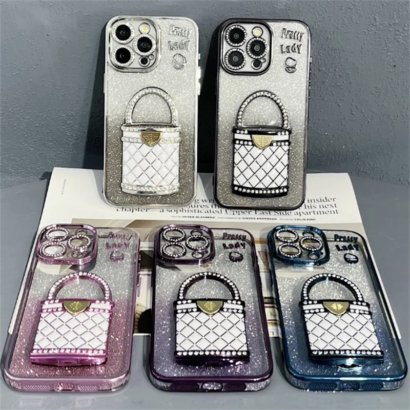 

Luxury Camera Protect cover Electroplated Rhinestone Bag Case for iPhone 16 Pro Max 15 Pro 14 Plus 13 12 11 Holder Mirror Case