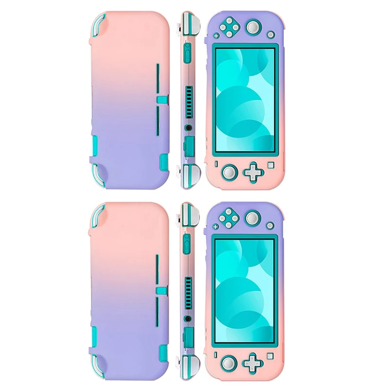 2X For Nintendo Switch Lite Protective Case Shell Colorful Cute Hard Back Cover Skin Game Console Purple-Pink