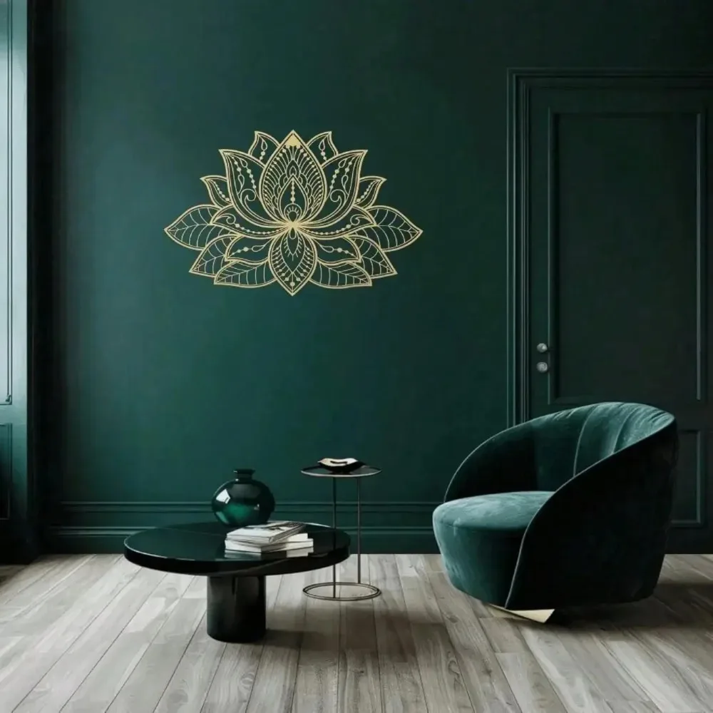 CIFBUY Iron Wall Art Lotus Mandala Metal Waterproof Sculpture For Home Living Room Hanging Decor Zen Gift
