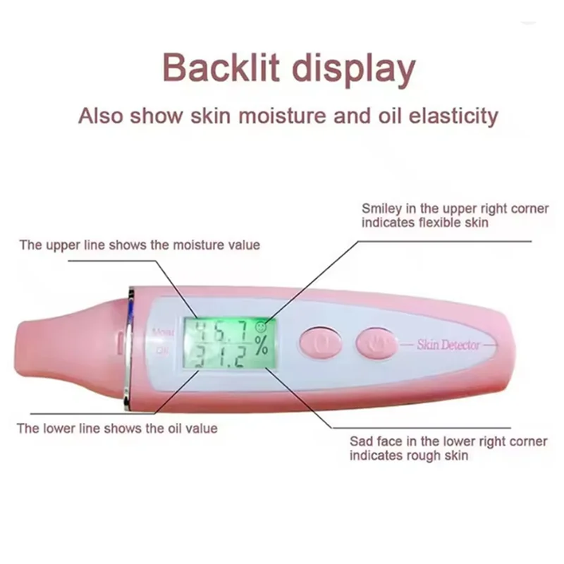 TAIGH-LCD Precise Detector Digital Skin Oil Moisture Tester For Face Care Lady Beauty Tool