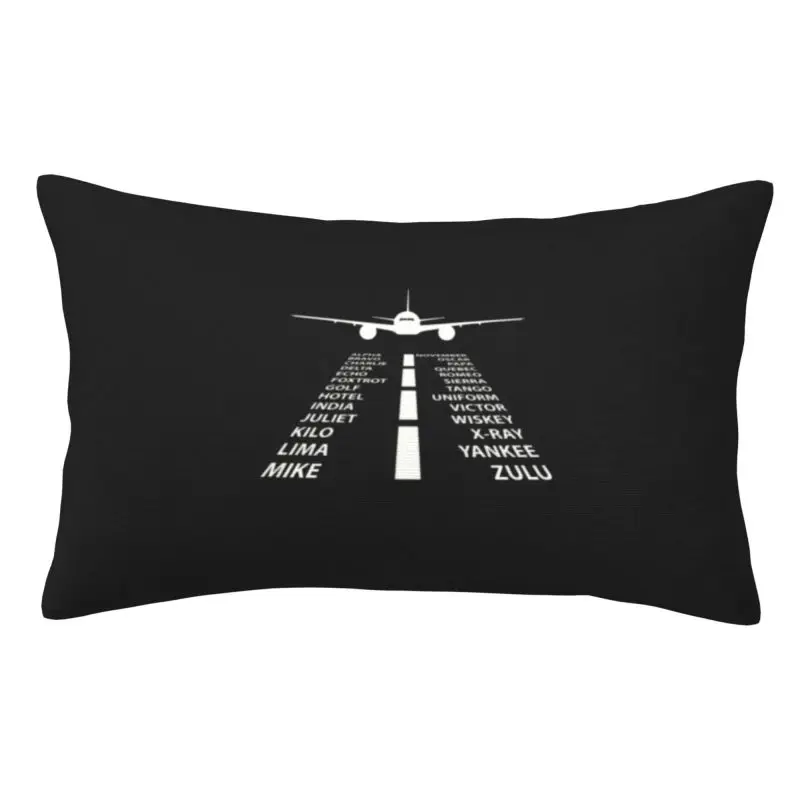 Custom Phonetic Alphabet Pilot Airplane Aviation Plane Fighter Cushions Cover for Bed Sofa Rectangle Pillowcase